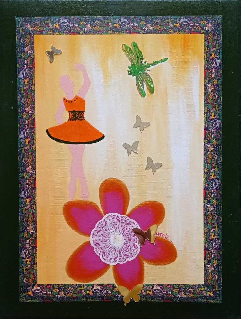 Tableau peint à l'acrylique au pinceau par HARTIE, artiste peintre. Danse imaginaire.
