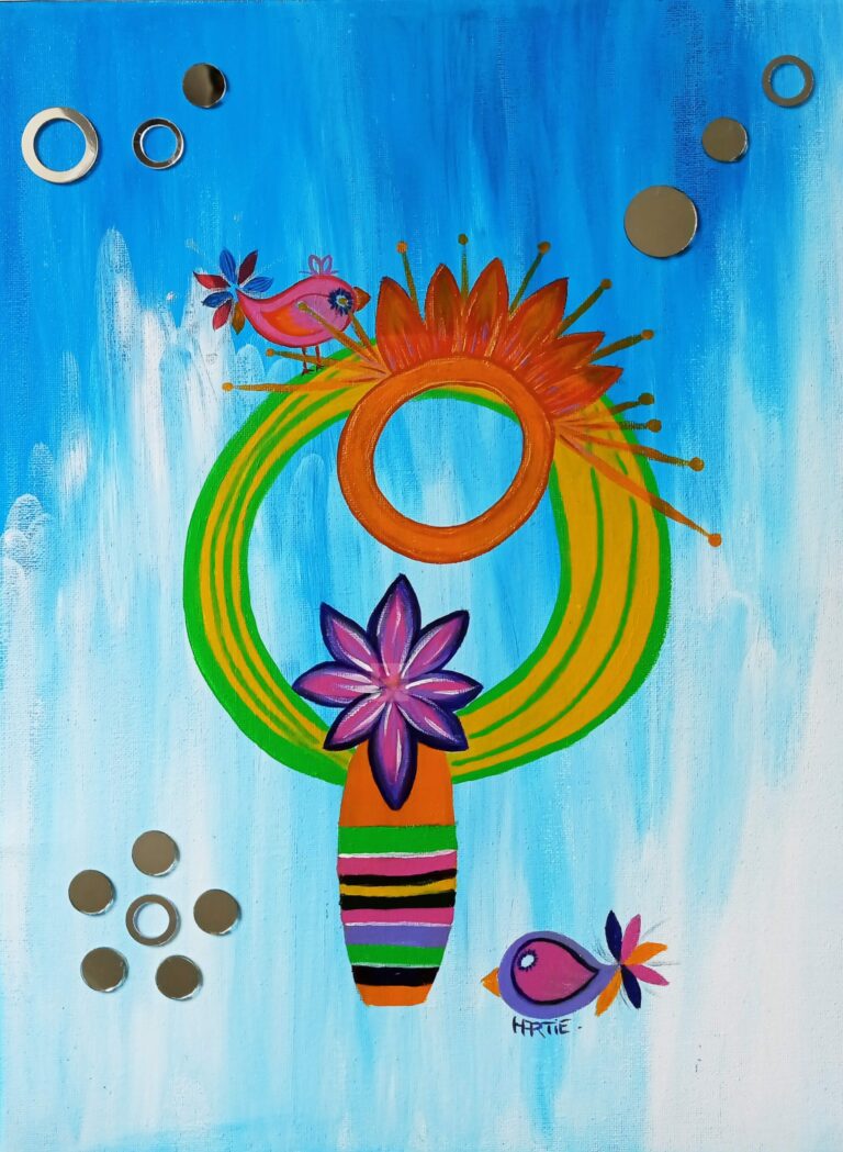 Tableau peint à l'acrylique au pinceau par HARTIE, artiste peintre. Scène onirique.