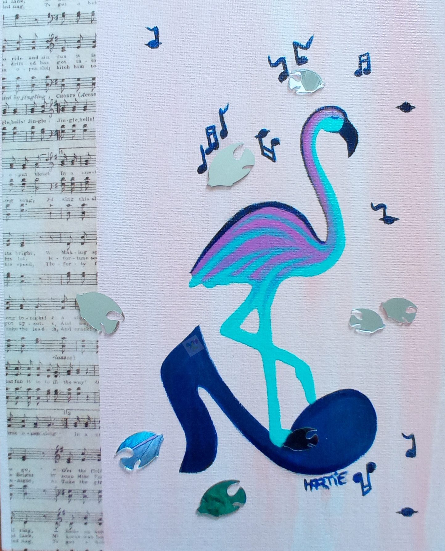 Tableau peint à l’acrylique au pinceau. L’artiste peintre est Christine Martin. Signature HARTIE. Scène imaginaire.