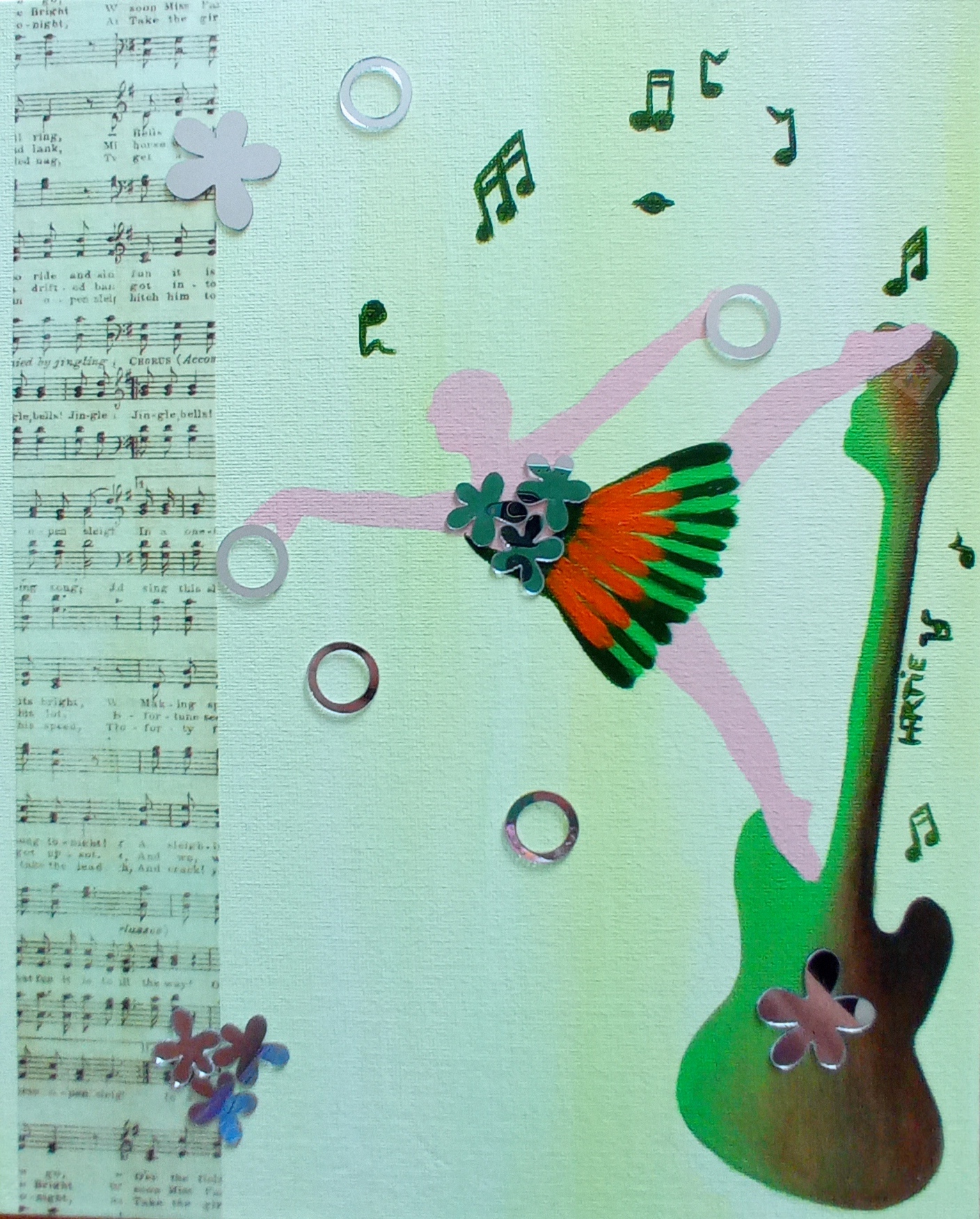 Tableau peint à l’acrylique au pinceau. L’artiste peintre est Christine Martin. Signature HARTIE. Scène imaginaire.
