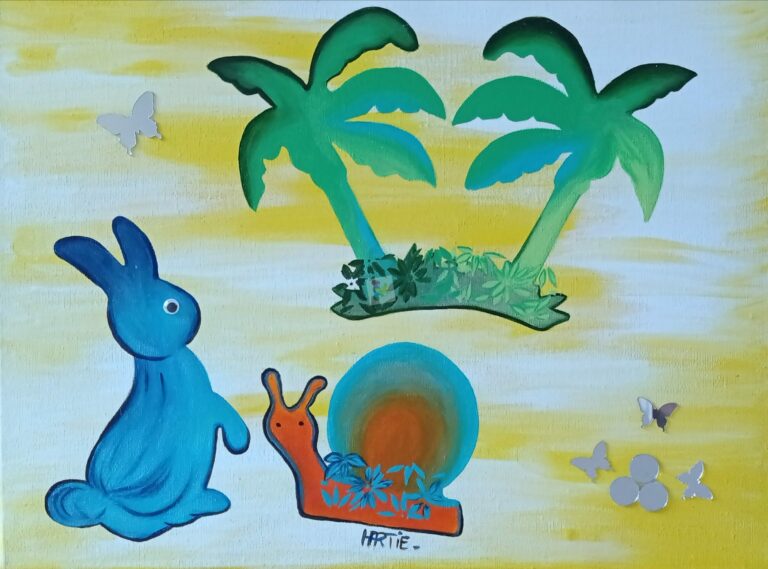 Tableau peint à l'acrylique au pinceau par HARTIE, artiste peintre. Esprit onirique