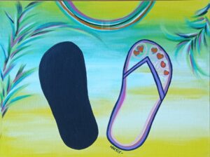 Tableau peint à l'acrylique au pinceau avec une zone noire en peinture ardoise.Par HARTIE, L’artiste peintre est Hartie.