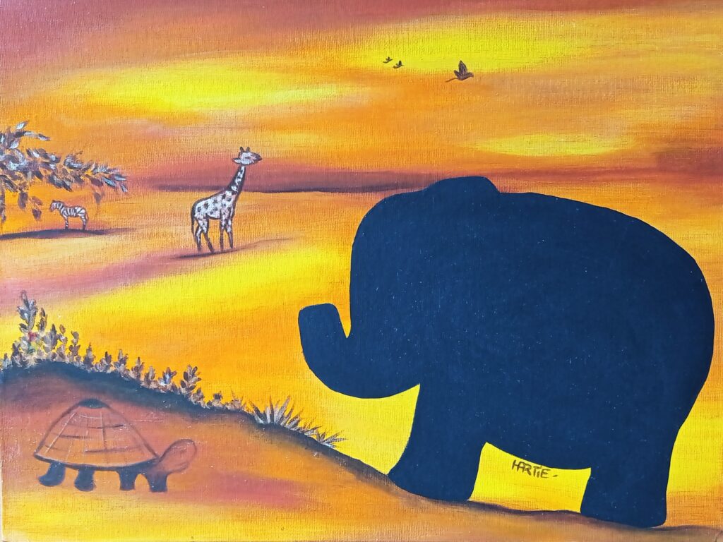 Tableau peint à l'acrylique au pinceau avec une zone noire en peinture ardoise.Par HARTIE, L’artiste peintre est Hartie.